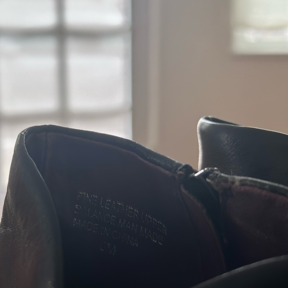 Black Leather Square Toe Ankle Boot - Picture 3 of 6